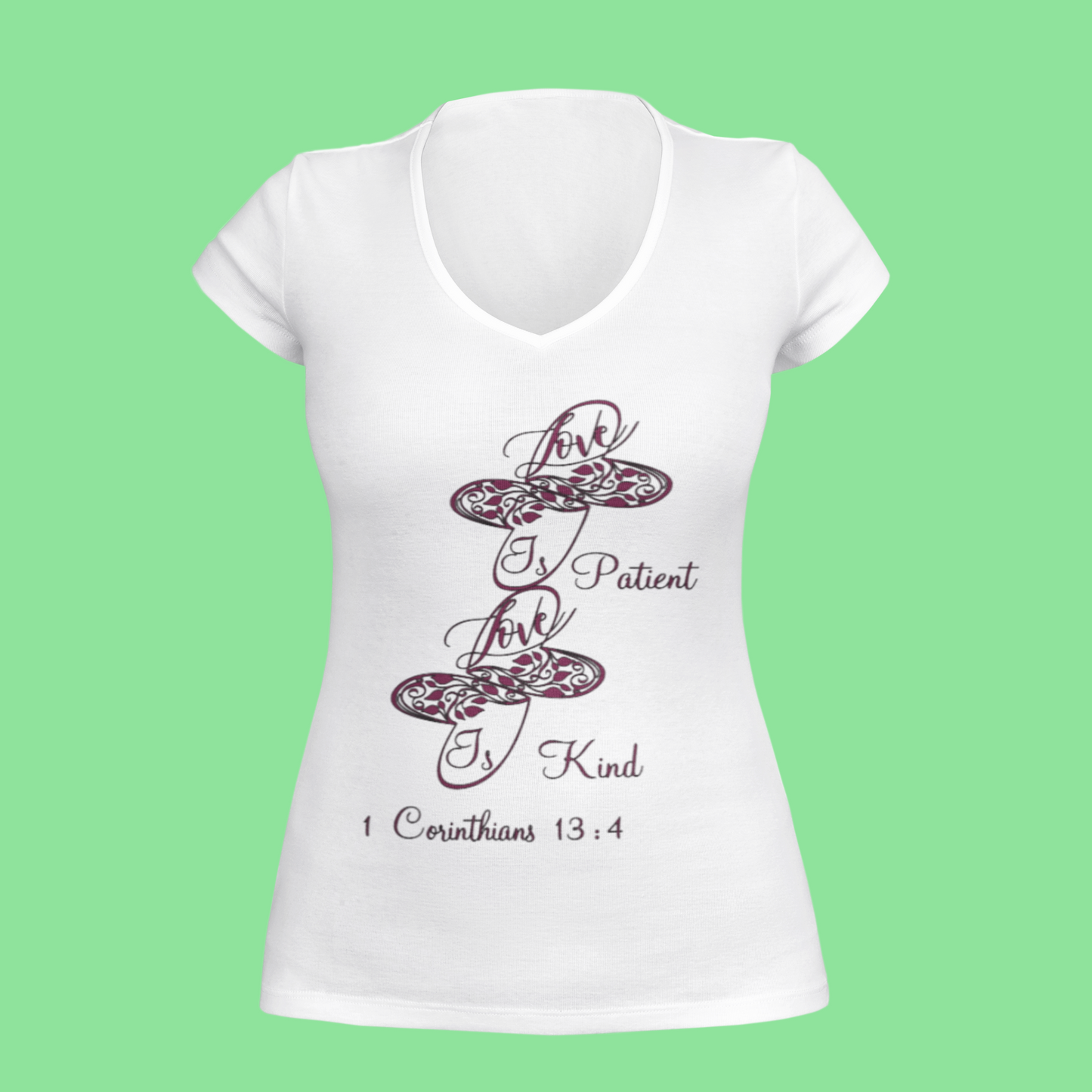 God's Love Collection Women's Scoop Neck T-Shirt 1 Corthin 13:4 Option 2